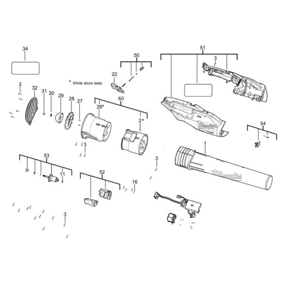 Complete Assembly for Milwaukee M18FBL Blower