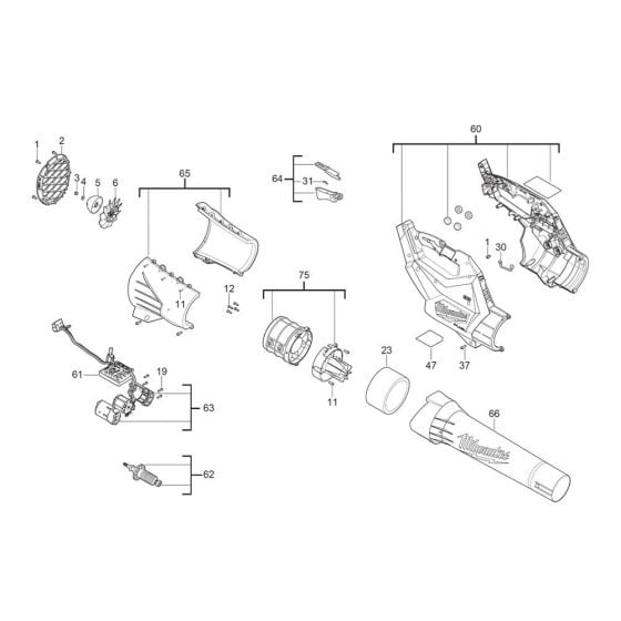 Complete Assembly for Milwaukee M18FBLG3 Blower