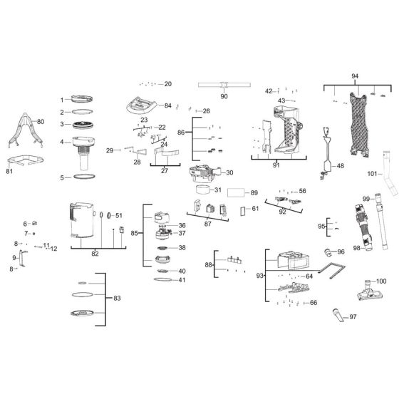 Complete Assembly for Milwaukee M18FBPV Dust Extractor