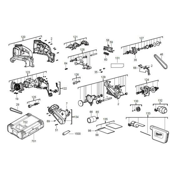 Complete Assembly for Milwaukee M18FBTS75 Cordless Sander