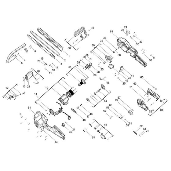 Complete Assembly for Milwaukee M18FCHS35 Chainsaw