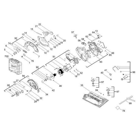 Complete Assembly for Milwaukee M18FCSG66 Cordless Circular Saw