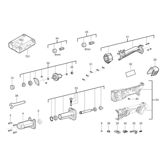 Complete Assembly for Milwaukee M18FDGRB Cordless Straight Grinder