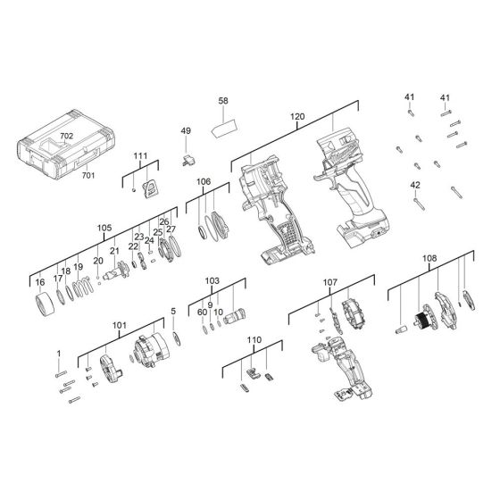 Complete Assembly for Milwaukee M18FIW2F12 Cordless Impact Wrench