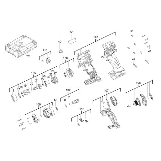 Complete Assembly for Milwaukee M18FIW2F38 Cordless Impact Wrench