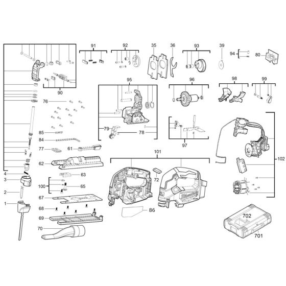 Complete Assembly for Milwaukee M18FJS Jigsaw