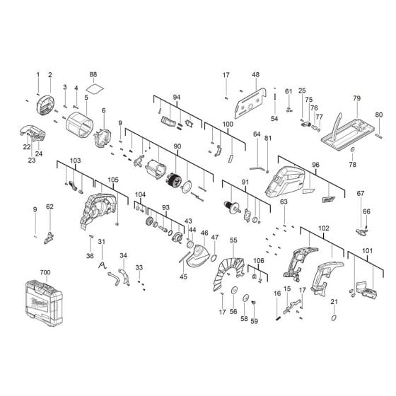 Complete Assembly for Milwaukee M18FMCS66 Cordless Circular Saw