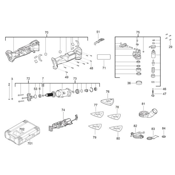 Complete Assembly for Milwaukee M18FMT Multi Tool