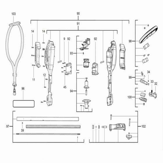 Complete Assembly for Milwaukee M18FOPHLTKIT Line Trimmer