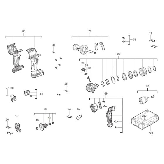 Complete Assembly for Milwaukee M18FPD3 Percussion Drill