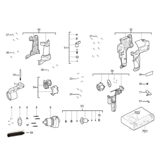 Complete Assembly for Milwaukee M18FPM Paddle Mixer