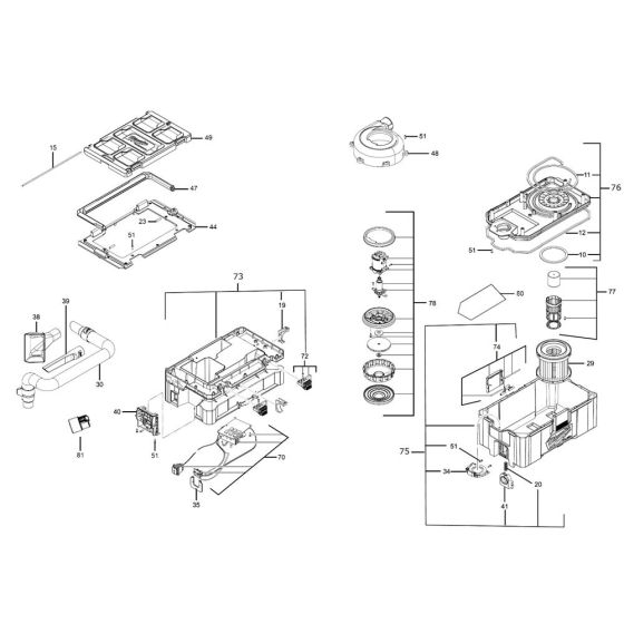 Complete Assembly for Milwaukee M18FPOVCL Dust Extractor