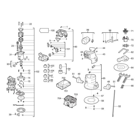 Complete Assembly for Milwaukee M18 FR12 Router