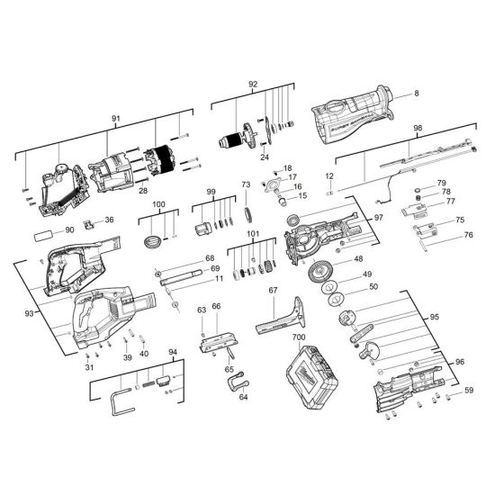 Complete Assembly for Milwaukee M18FSX Cordless Reciprocating Saw