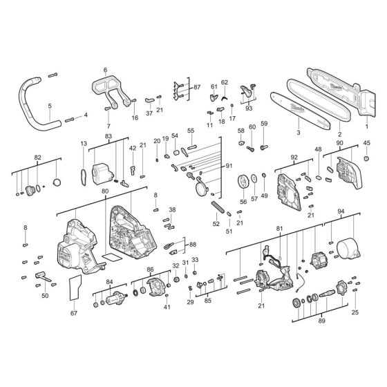 Complete Assembly for Milwaukee M18FTHCHS30 Chainsaw