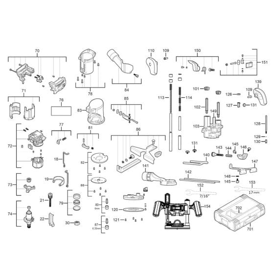 Complete Assembly for Milwaukee M18FTR Router