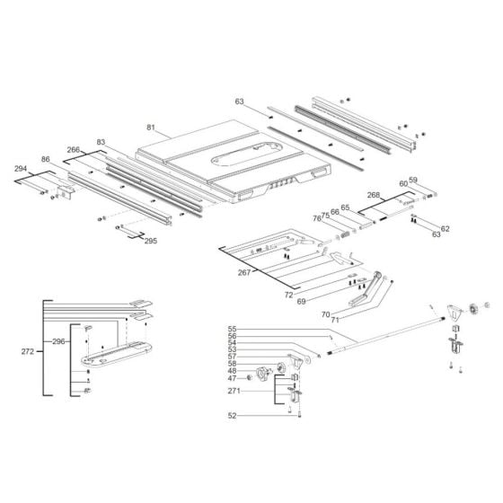 Complete Assembly -3 for Milwaukee M18FTS210 Table Saw