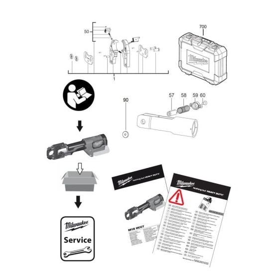 Complete Assembly for Milwaukee M18HCCT Cable Crimper