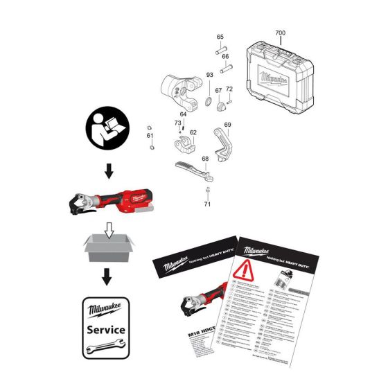 Complete Assembly for Milwaukee M18HDCT Cable Crimper