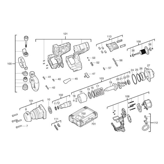 Complete Assembly for Milwaukee M18ONEFHIWF1 Cordless Impact Wrench