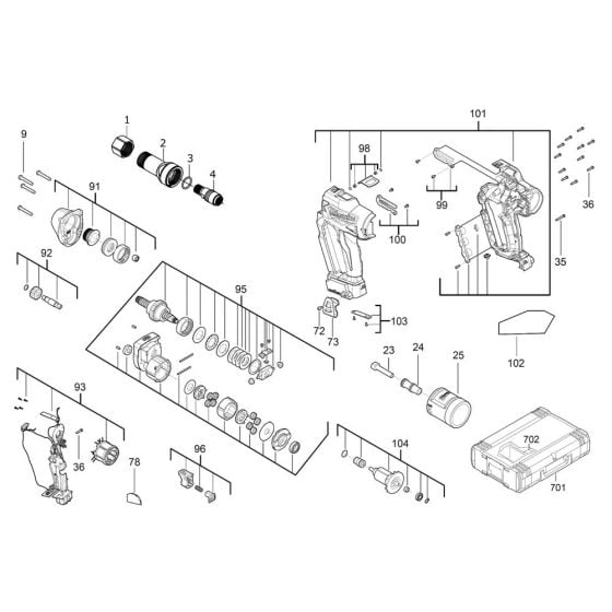 Complete Assembly for Milwaukee M18ONEFLT Cordless Rivet Guns