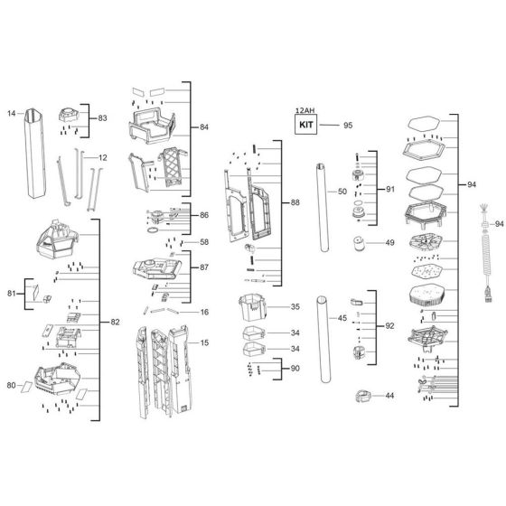 Complete Assembly for Milwaukee M18SAL Tower Light