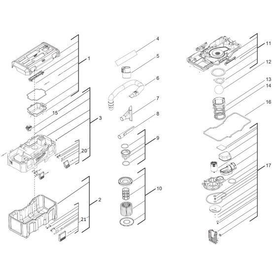 Complete Assembly for Milwaukee M18VC2 Dust Extractor