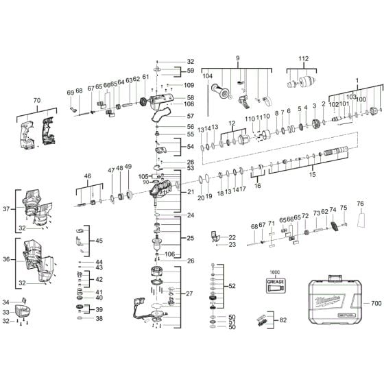 Assembly for Milwaukee M28CHPX Hammer