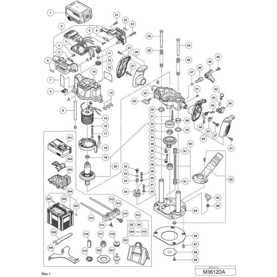 Main Assembly for Hikoki M3612DA Cordless Router