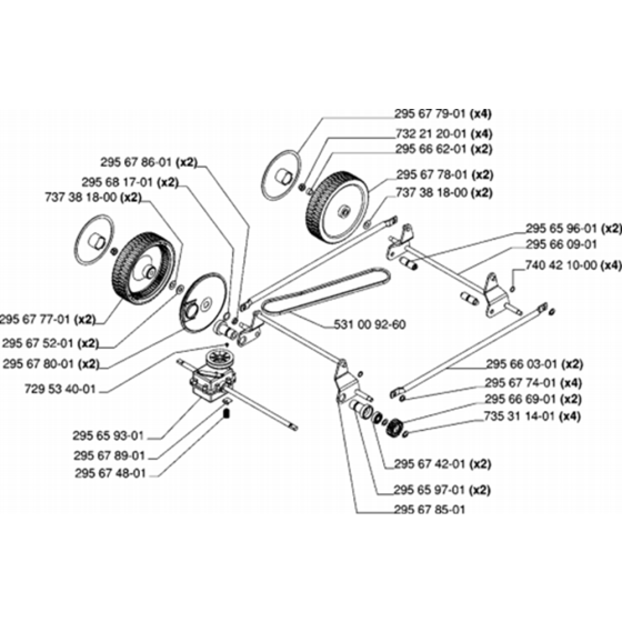 Wheels and Tires Assembly for Husqvarna M53 S Commercial Lawn Mower