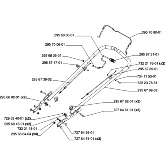 Handle and Controls Assembly for Husqvarna M53 S Commercial Lawn Mower