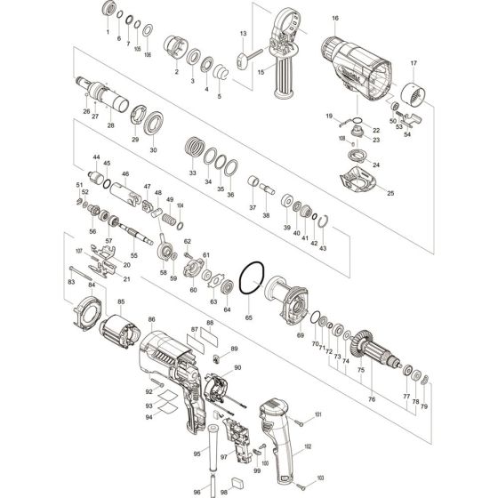 Main Assembly for Makita M8701 Combination Hammer Drills
