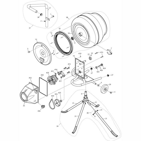 Main Assembly for Altrad Belle BWE60 Tip-Up Mixer