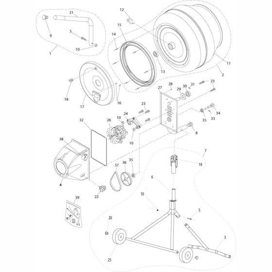 Main Assembly for Altrad Belle MiniAlpha Tip-Up Mixer