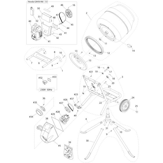 Main Assembly for Altrad Belle Minimix140 Tip-Up Mixer