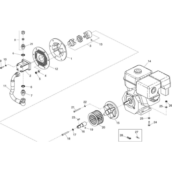 Pump and Motor Assembly for Belle Major 20-140X Hydraulic Power Pack