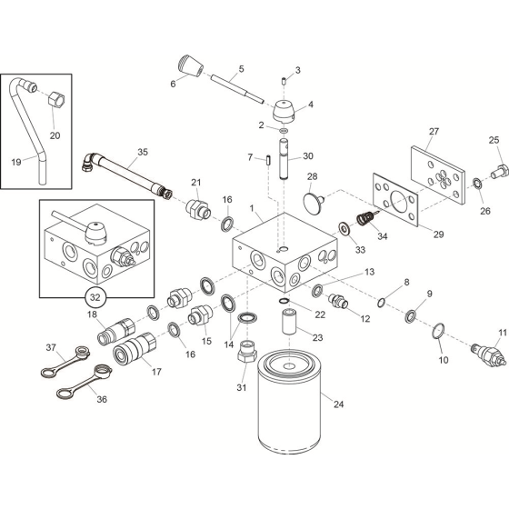 Valve Assembly for Belle Major 30-140 Hydraulic Power Pack