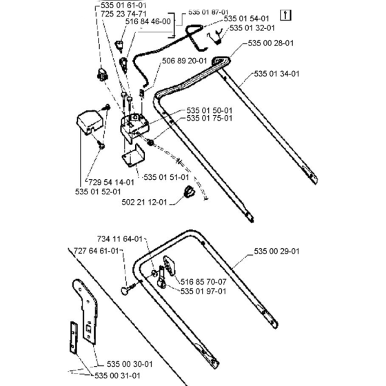 Handle & Controls Assembly for Husqvarna MASTER 43RC Lawn Mowers