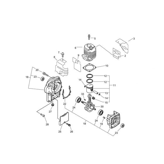 Cylinder, Crankcase, Piston for ECHO MB-440 Duster-Mistblower