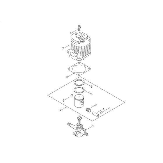 Cylinder, Piston, Crankshaft for ECHO MB-580 Duster-Mistblower