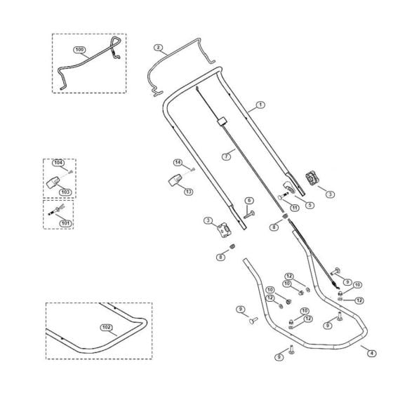 Handle for Viking MB 2.1 R Petrol Lawn Mowers