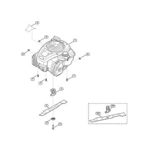 Engine, Blade for Viking MB 2.2 R Petrol Lawn Mowers