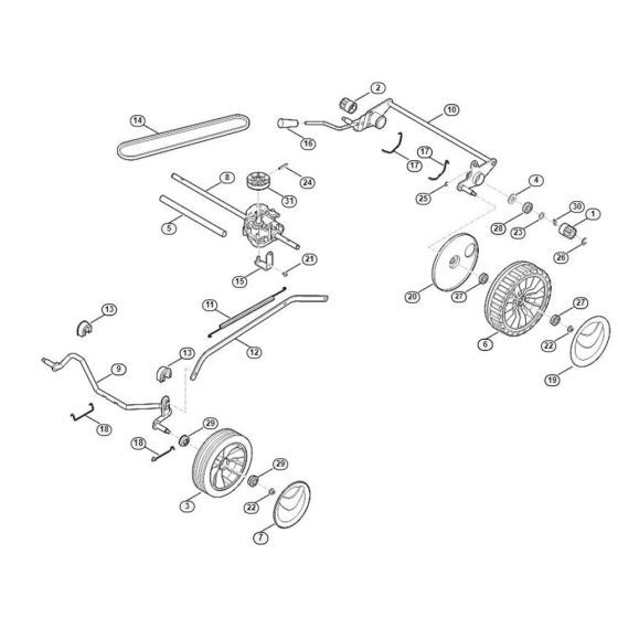 Chassis, Gear Box for Viking MB 248.2 T Petrol Lawn Mowers