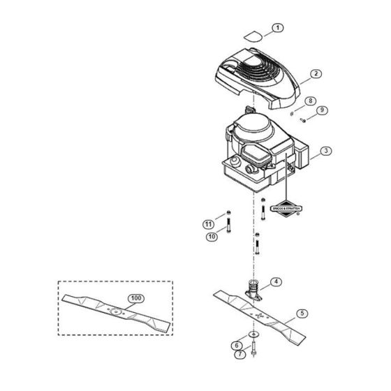 Engine, Blade for Viking MB 2 R Petrol Lawn Mowers