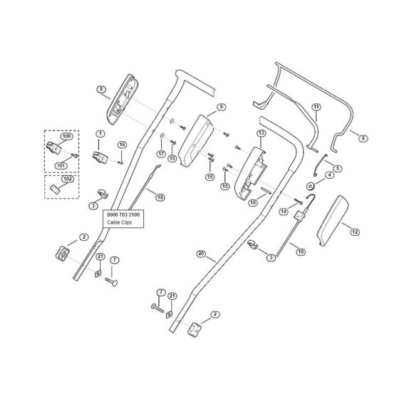 Handle, Upper Part for Viking MB 2 RT Petrol Lawn Mowers