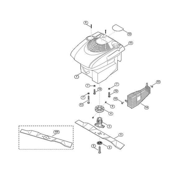 Engine, Blade for Viking MB 2 RT Petrol Lawn Mowers