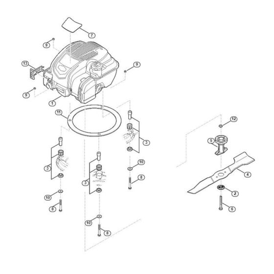 Engine, Blade for Viking MB 3.2 RT Petrol Lawn Mowers