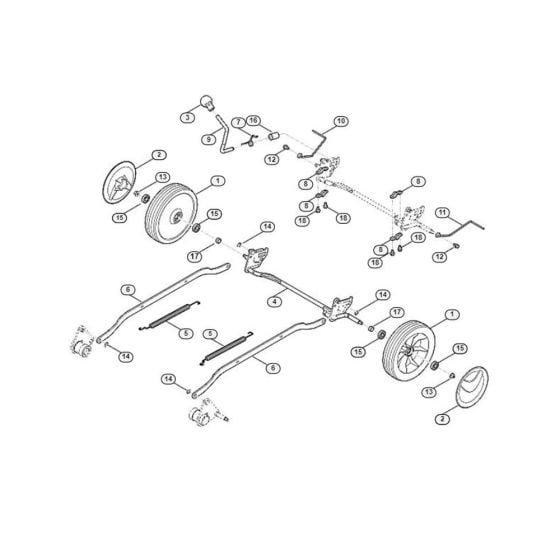 Rear Axle, Height Adjustment for Viking MB 4.0 RT Petrol Lawn Mowers