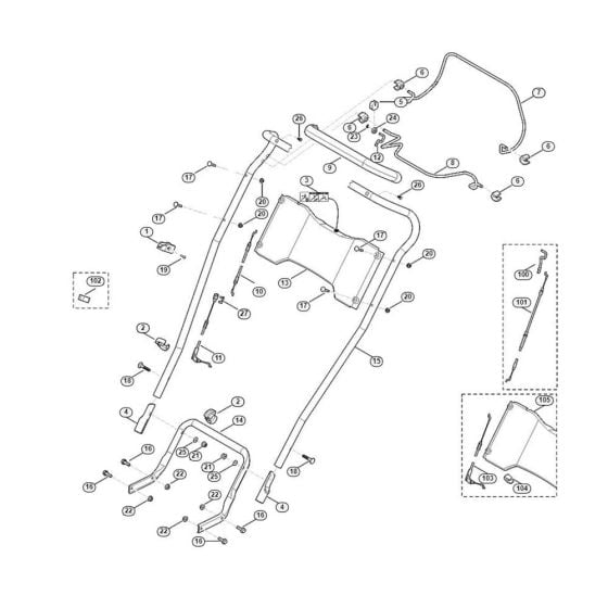 Handle for Viking MB 4.1 RTP Petrol Lawn Mowers