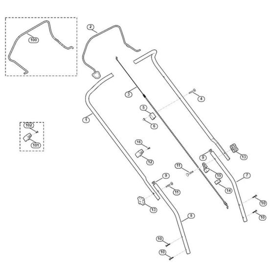 Handle for Viking MB 443.0 C Petrol Lawn Mowers